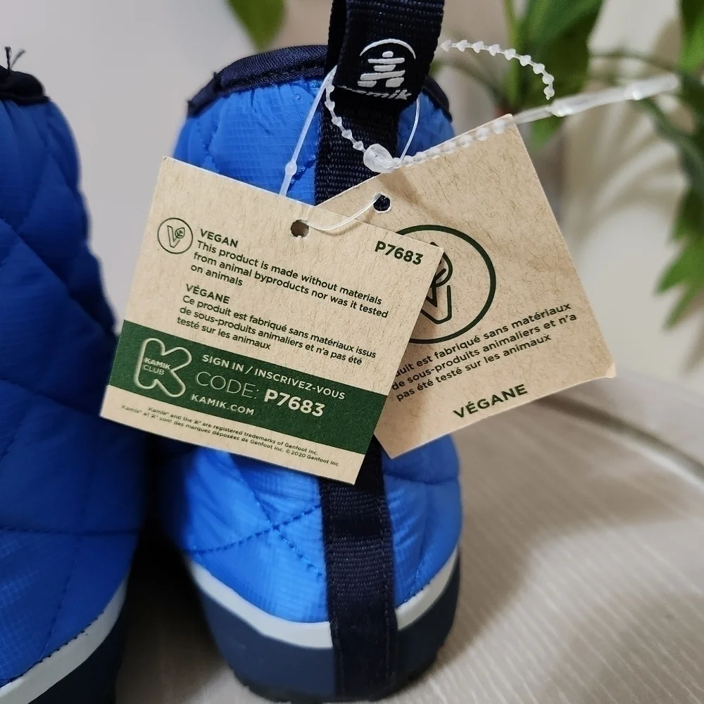 NWT Kamik Kids' Puffy Slip-On Mid Winter Boots Blue Size 5